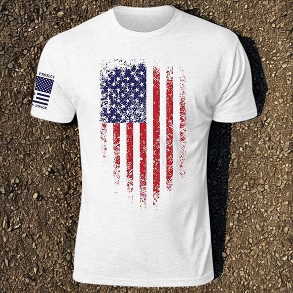 TVP Till Valhalla Project USA Flag T-Shirt XL White Distressed Patriotic Tee EUC - Picture 7 of 7